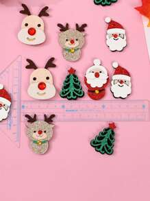 10 chiếc kẹp trang trí họa tiết ông già Noel và tuần lộc bằng vải không dệt, phụ kiện hộp quà tặng cho Giáng sinh - Nhiều màu - Xem 8