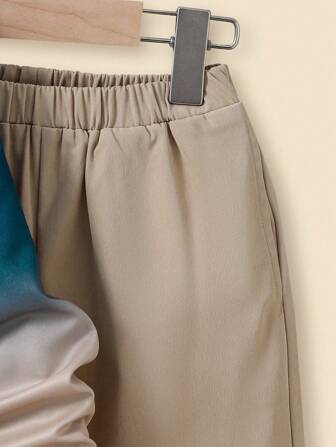 2st/set Ung pojke Trendig Gradient Lapel Utility Skjorta och Byxor Outfit, Casual Outdoor Kläder för hösten