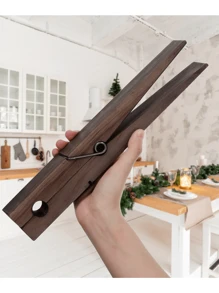 1 件巨型衣夹浴室毛巾架，超大木夹毛巾架套装，适用于浴室、农舍装饰壁挂式毛巾架、多功能家居洗衣装饰、毛巾架或挂钩 | 浴室配件墙面装饰