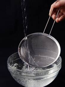 3pcs/Set Stainless Steel Colander Ladle Strainer With Different Sizes For Filtering Flour / Oil At Home Kitchen