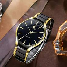 2pcs/Set Fashionable Business Casual Couple Ruler Strap Watches Set, Perfect Gift For Valentine's Day, Easter,Birthday For Friends And Them