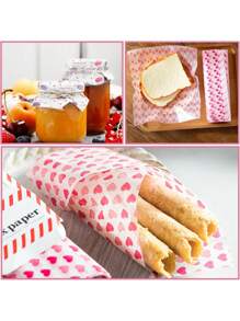 50pcs/Set Pastry Pad Printed Love Food Wrapping Paper Oil-Proof Baking Wax Paper Pastry Paper - Multicolor - View 2
