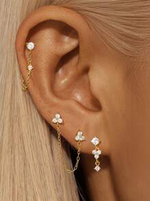 3 chiếc khuyên tai tua rua bạc Sterling 925 cho nữ xu hướng cổ điển năm 2024 khuyên tai vòng/đinh tán tối giản hoàn hảo để đeo hàng ngày trang sức cô dâu trang sức cao cấp - Vàng - Xem 10