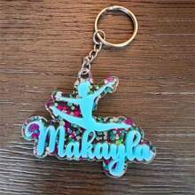 1pc- Custom Pink Acrylic Name Keychain, Back To School Bag Tag,3D ID Double Layer Backbag Personalized Letter Keyring, Cute Charm With Golden/Silvery/Rose Golden Hardware, Ideal For Back-To-School Gift As Halloween And Christmas