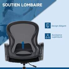 Vinsetto Fauteuil de bureau chaise de bureau assise haute réglable dim. 59L x 65l x 109-124H cm pivotant 360° maille respirante noir - Noir - Voir 6