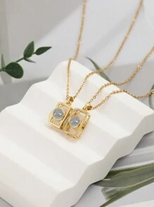 Collar personalizado, colgante de cámara magnética de moda, collar de proyección "Te amo" en 100 idiomas, collar personalizado con foto en blanco y negro como en las películas, grabado, regalo para novia, mamá, mejor amiga, para uso diario
