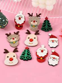 10 chiếc kẹp trang trí họa tiết ông già Noel và tuần lộc bằng vải không dệt, phụ kiện hộp quà tặng cho Giáng sinh - Nhiều màu - Xem 9