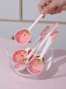 1/4/6/8/10 件粉色草莓陶瓷勺长柄汤勺家居用品勺甜点勺套装学校用品，返校，适合家庭聚会和圣诞节假期 - 彩色 - 查看 14