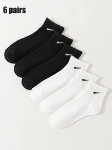 2/5/6/8/10/12/15/16/20prs 女士中筒袜经典黑色，简约舒适透气日常休闲白色短袜男女通用运动四季