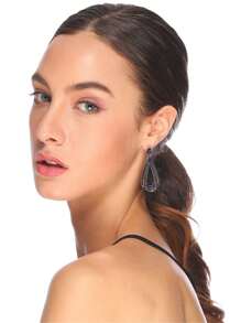 أقراط زجاجية حجرية هندسية أنيقة باللون الأسود والبنفسجي لون واحد للنساء، مناسبة للارتداء اليومي والحفلات كهدية للأصدقاء، زوج واحد من الأقراط القديمة المزخرفة بالألماس على شكل قطرة ماء