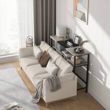 39.3"Farmhouse Entryway Table With Storage,Narrow Console Table With Adjustable Shelf,Rustic Sofa Table Console Table For Entryway,Living Room,Hallway,Bedroom - 灰色+黑色 - 查看 4