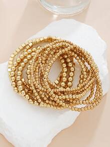 12 piezas de pulseras elegantes y casuales de cuentas redondas y cuadradas minimalistas vintage para mujer, uso diario, commute, cita, fiesta, vacaciones, regalo de cumpleaños para la novia