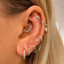 1pc Stainless Steel Chain, Suitable For Hoop Earrings, Spiral Earrings, Can Be Layered - Ring - View 3