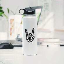 1pc Rock Skeleton Sticker, Skeleton Sticker, Rock And Roll Sticker, Skeleton Hand Sticker, Laptop Sticker, Water Bottle Sticker,Getting Old Joke, Funny Graphic Sticker, Funny Meme, Gifts For Her, Birthday Gifts, Halloween Stickers Back To School - Black - View 4