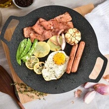 1pc Korean BBQ Grill Non-Stick Grill Plate, 13 Inches Round Outdoor Camping BBQ Plate, Can Be Used For Both Home And Outdoor Stoves