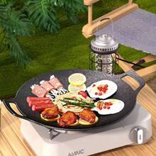 1pc Korean BBQ Grill Non-Stick Grill Plate, 13 Inches Round Outdoor Camping BBQ Plate, Can Be Used For Both Home And Outdoor Stoves