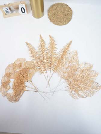 12PCS Artificial Gold Leaf Home Wedding Decoration DIY Artificial Plant Decoration, Valentine Day, Gift Gifts Birthday Graduation