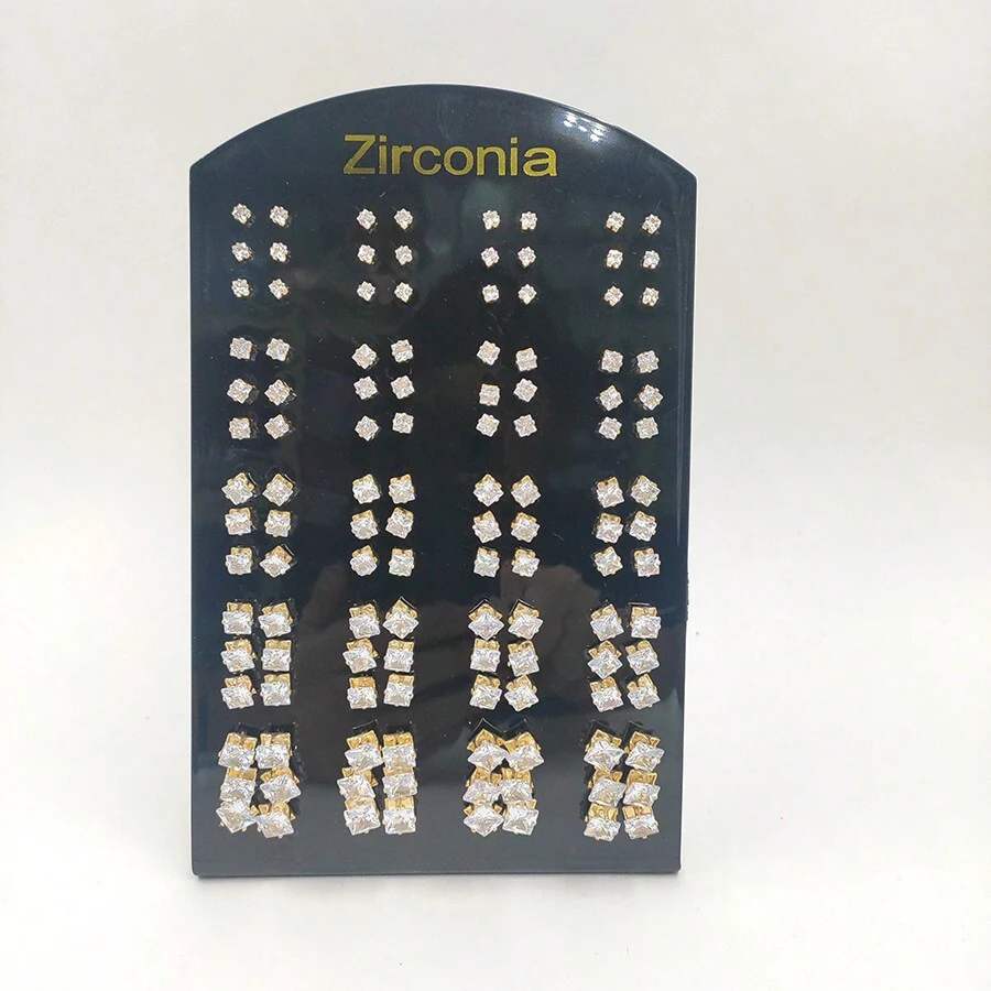 Kit120 Units Unisex Zirconia Light Point Earrings/Gold/3mm-7mm - 金色 - 查看 1