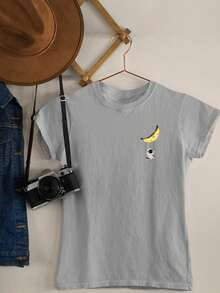 T-Shirt You On Women's Baby Look Astronaut Swing Moon Various Colors 100% Cotton - 灰色 - 查看 2