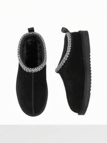Men's Fuzzy Cozy Slippers – Genuine Suede, Indoor/Outdoor, Comfy Winter Footwear With Memory Foam And Furry Lining - màu đen - Xem 7