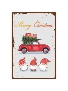 2 件圣诞树装饰牌匾“圣诞快乐”圣诞老人金属锡标牌墙饰，适用于车库、酒吧、男人窝、咖啡厅、俱乐部、圣诞节 - 彩色 - 查看 10