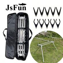 Aluminum Alloy Fishing Rod Tripod, Foldable Carp Fishing Bivvy Pole Rest, Includes 1 Tripod, 10 U/V Rest Heads, 1 Case