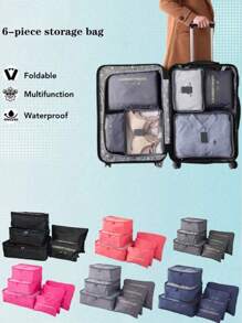 6pcs Set Portable Travel Organizer Bag, Waterproof Makeup Pouch, Multi-Function Sanitary Napkin Holder, Modern Minimalist Storage Bag, Foldable Separate Layer Handbag, Shoe Organizer Bag, Casual Breathable Shoulder Bag, Cube Data Bag, Simplistic Solid Color Briefcase, Mesh Ventilate Yoga Bag, Large Capacity Sports Bag, Packing Cubes, Luggage Bags, Space Saving, Classify & Organize, Suitable For Cosmetics & Toiletries,Boho Vibes