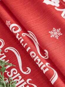 1 pieza Mantel con estampado de muñeco de nieve rojo, tema navideño, apto para decoración de fiesta de Navidad, decoración de mesa de comedor de cocina, decoración de sala de estar en el hogar