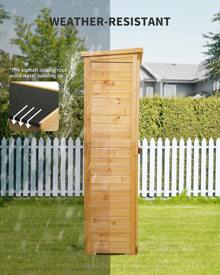 Lofka Outdoor Furniture Outdoor Storage Cabinet, Wooden Garden Herramientas Tools Shed, With 3 Shelves, Double Lockable, Waterproof Roof, Outside Utility Tall Herramientas Tools Organizer, Outside Vertical Tall Herramientas Tools Shed For Yard Garden/Patio/Lawn/Deck - 黃色 - 查看 6