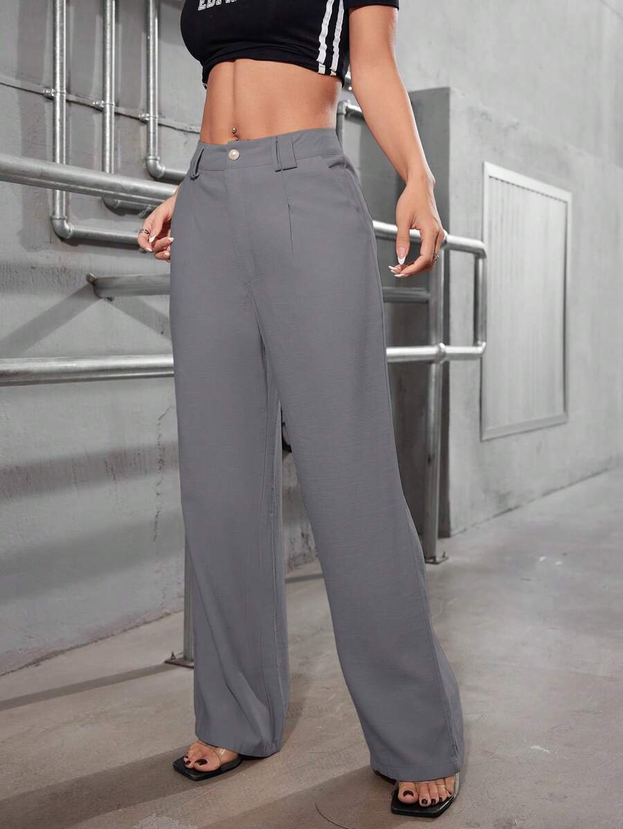 ADD MODA FEMININA EIRELI- AS1323 Women's Palazzo Pants, High Waist, Elegant, Formal, Modern, National Shipping, New Collection - 灰色 - 查看 1