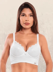 Kit 2 Bras With Soft Comfort Cups And Wide, Adjustable Straps Comfortable Lace Detail Triple Clasp Lightweight Casual Fashion Premium Sewing - 彩色 - 查看 3