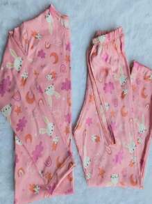 Pijama de frio Infantil Menina Inverno Manga Longa Suede Estampado