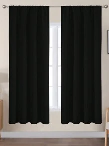 Estelar Textiler 2pcs Blackout Curtains, Suitable For Living Room And Bedroom, With Rod Pocket, Blackout Curtains - Black - View 19