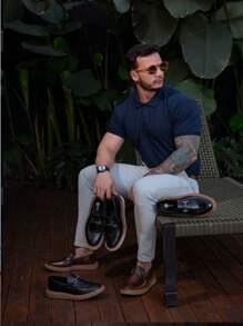 Men's Moccasin With Tractor Sole And Bridle Comfort And Elegance Modern Casual Social Men's Shoe - 鏽棕色 - 查看 2