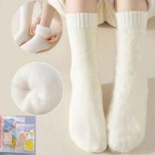 Thể thao và ngoài trời 5 đôi/3 đôi/1 đôi tất len dày, tất thể thao thường ngày màu trơn cho nam và nữ, tất len ấm áp mùa đông, tất thủy thủ lót len, tất đi trong nhà cao đến đầu gối bằng vải lông, tất ngủ siêu dày, tất đi tuyết ấm áp mềm mại, tất đi sàn ấm áp bằng vải nhung - Nhiều màu - Xem 9