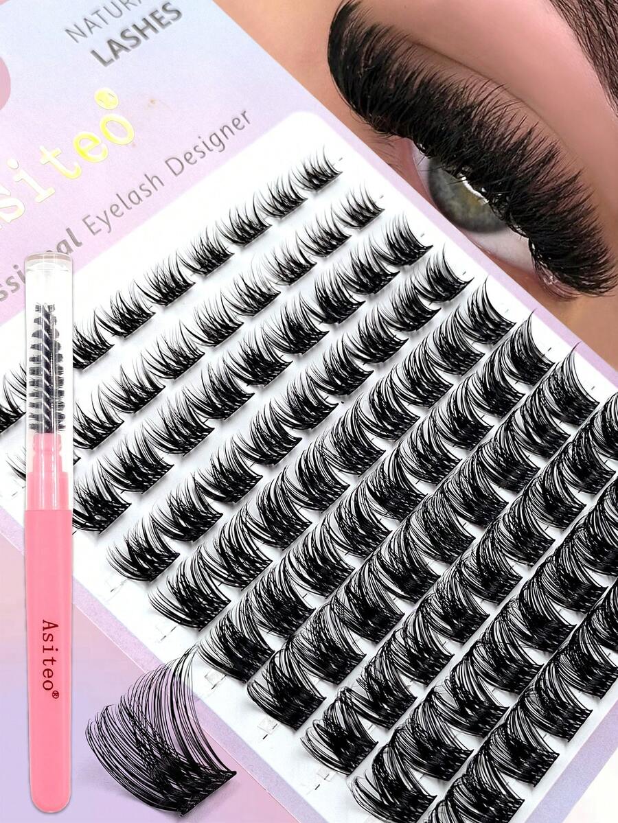Asiteo 90 PCS Individual DIY Lash Extensions Kit - False Lashes With Lightweight, Soft, Comfortable, Natural, Fluffy Lashes Effect For Easy Wearing - Multicolor - View 1