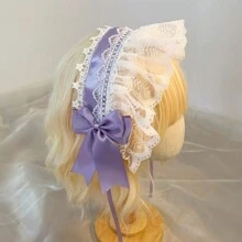 1pc Handmade Sweet Bow Decor Maid Headband, Suitable For Role-Play As Maid Or , Red Halloween Valentine's Day - Multicolor - View 14