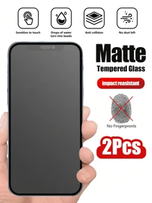 2pcs Anti-Fingerprint, Anti-Spy, Anti-Scratch Matte Tempered Glass Screen Protector, Compatible With Iphone X/XR/11/12/13/14/15/16 Series, Provides Privacy Protection Gift For Birthday, Family, Friends Phone Screen Protector, Phone Accessories - Black - View 3