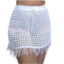 Beach Cover-Up Crochet Skirt With Fringes Summer Knit