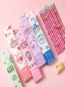 1pc/Box Cute Cartoon HB Pencils, Colored Pencils Writing Stationery Supplies - Multicolor - View 3