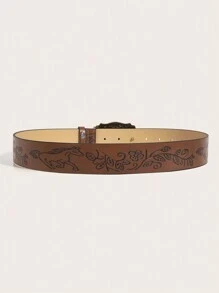 2 件套西部牛仔风格复古扣 PU 皮带，女士百搭牛仔裤，黑色漆扣，随机漏带，夏季、学校秋季、秋季、万圣节 - 彩色 - 查看 3