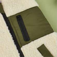 1pc Beige Fleece Lambswool Zipper Pocket Patchwork Pet Jacket Suitable For Cats/Small Dogs Autumn Winter Outdoor Warm Coat - Beige - View 10