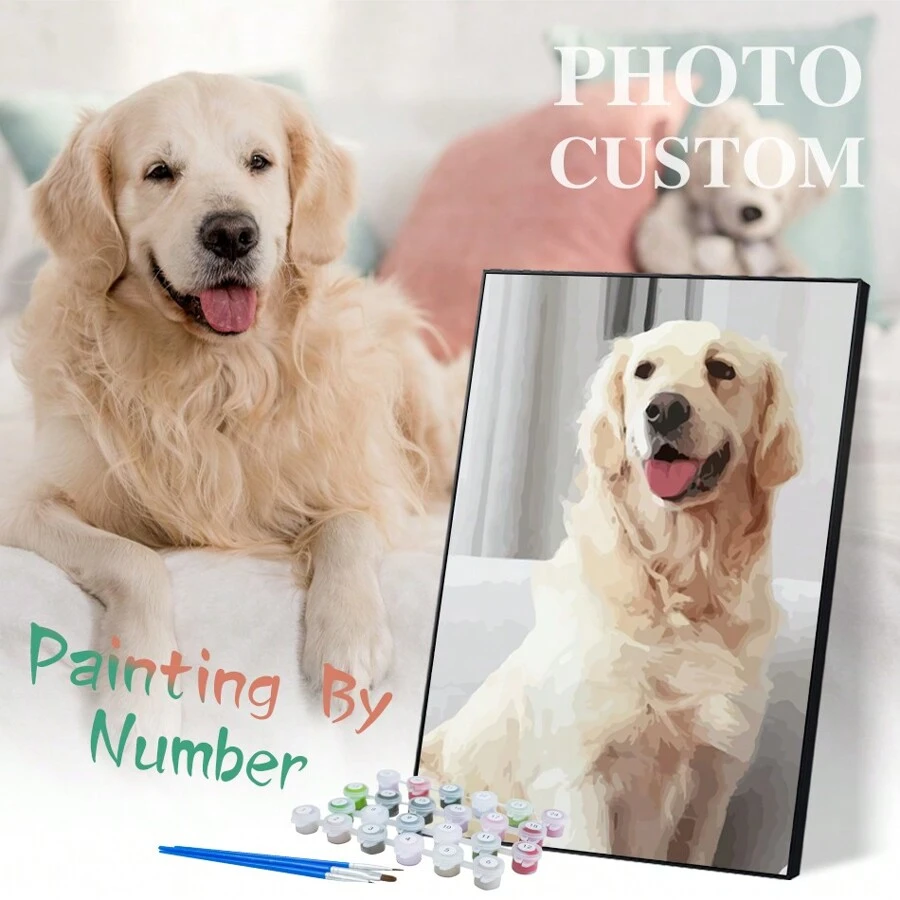 [Customized] 1pc Diy Customized Photo Painting By Numbers Figure And Landscape Photo Handpainted Paint By Numbers For Home Decor Art 24colors - Multicolor - View 1