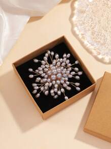 1pc Handmade Twisted Copper Wire Pearl Brooch Pin, Elegant Fashion Decoration For Dress Or Suit - Pearl Brooch - View 13