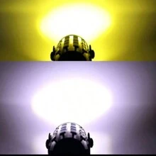 Heyword 2pcs White + Yellow Motorcycle LED Headlight Mini Driving Lamp Fog Light 12V/24V Universal Dual-Color Projector Lens With Switch, Fit For ATV Scooter Auxiliary Spotlight Motorcycle Accessories