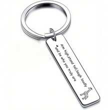 1 件长颈鹿爱好者不锈钢钥匙扣 - 送给好朋友的励志礼物，简约风格 - 銀色 - 查看 3