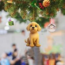 1/3pcs-2D Plane Christmas Dog Acrylic Hanging Ornament, Bicycle Mirror Charm For Car & Home, Outdoor Holiday Decor, Theme Party & Christmas Tree Accessory, Ideal For Bag & Keychain Gifts