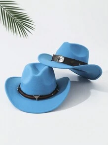 2 件男女通用刺绣牛头装饰波西米亚牛仔/巴拿马/软呢帽，休闲沙滩/派对/四季涤纶帽万圣节 - 多色 - 查看 17