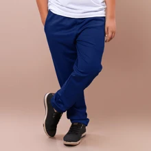 calça infantil menino menina uniforme escolar infantil calça de helanca - Azul Marinho - Visão 1