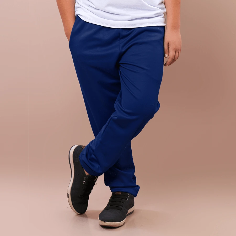 calça infantil menino menina uniforme escolar infantil calça de helanca - Azul Marinho - Visão 1